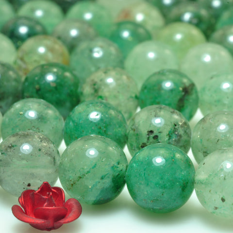 YesBeads Green Crystal Quartz smooth round loose beads gesmtone whoelsale 8mm 15"