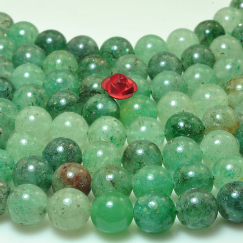 YesBeads Green Crystal Quartz smooth round loose beads gesmtone whoelsale 8mm 15"
