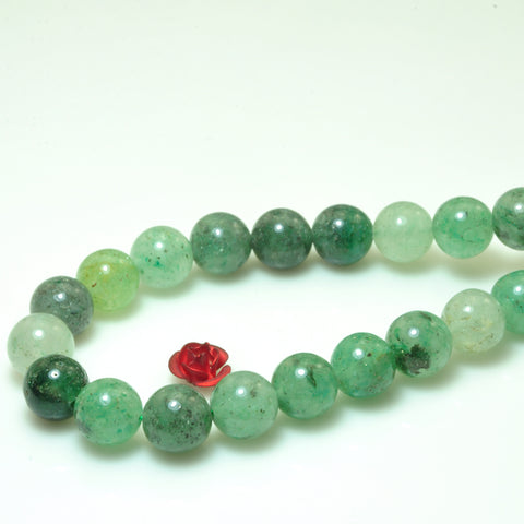 YesBeads Green Crystal Quartz smooth round loose beads gesmtone whoelsale 8mm 15"