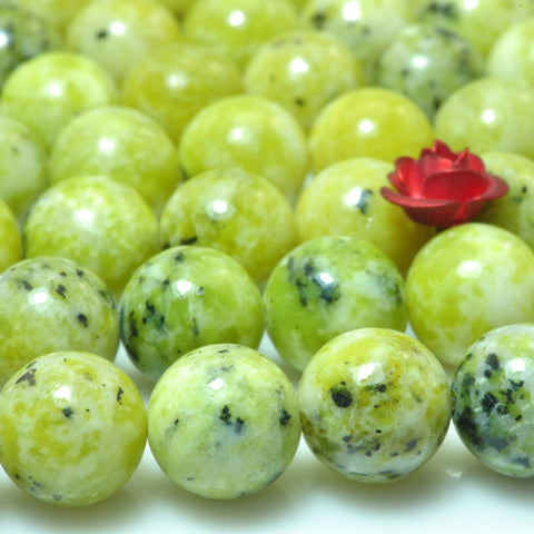 YesBeads Green Jasper smooth round loose beads gemstone 8mm 15"