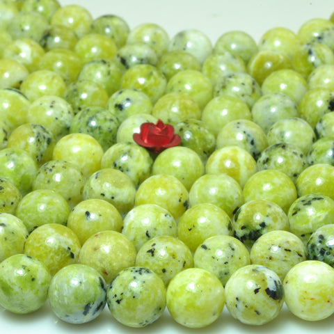 YesBeads Green Jasper smooth round loose beads gemstone 8mm 15"