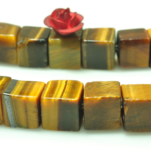 YesBeads Yellow Tiger Eye smooth square cube beads gemstone wholesale 15"