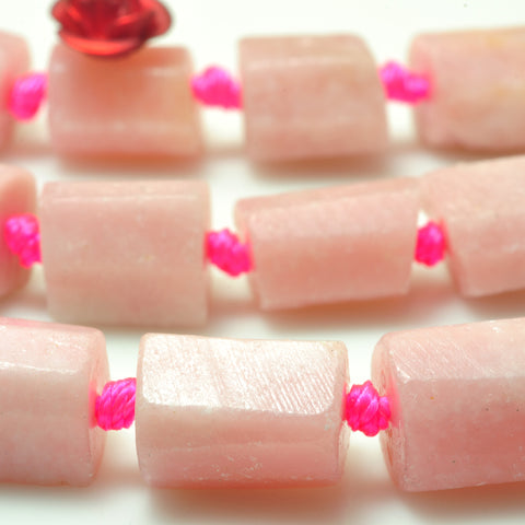 YesBeads Natural Pink Rhodochrosite faceted matte tube beads gemstone wholesale for jewelry making