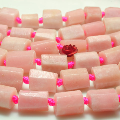YesBeads Natural Pink Rhodochrosite faceted matte tube beads gemstone wholesale for jewelry making