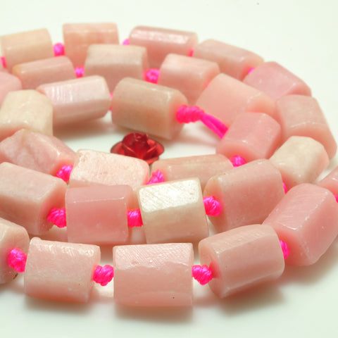 YesBeads Natural Pink Rhodochrosite faceted matte tube beads gemstone wholesale for jewelry making