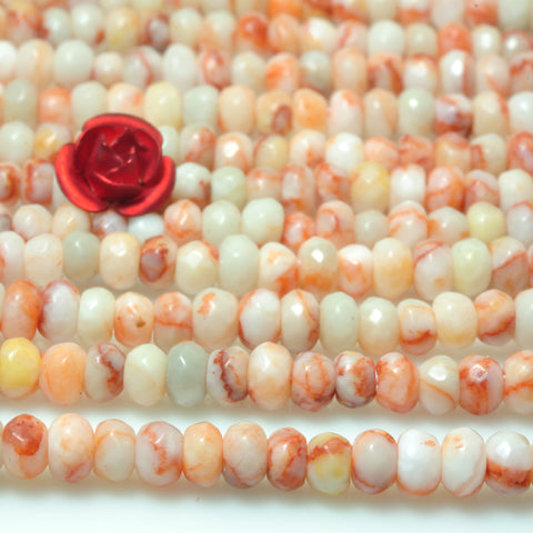 YesBeads natural red spider web jasper faceted rondelle loose beads gemstone wholesale 2x4mm