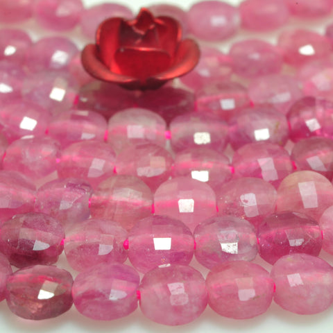 Natural pink tourmaline gemstone micro faceted coin loose beads wholesale jewelry making bracelet necklace diy