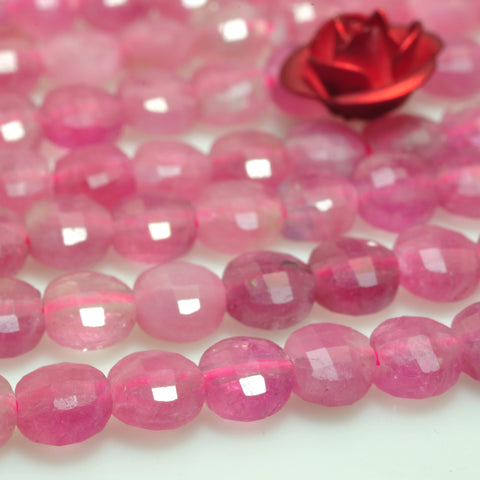 Natural pink tourmaline gemstone micro faceted coin loose beads wholesale jewelry making bracelet necklace diy