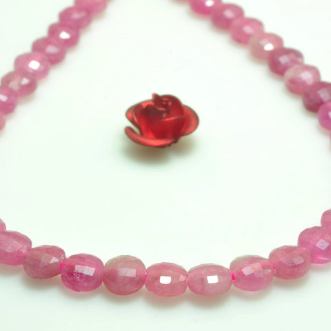 Natural pink tourmaline gemstone micro faceted coin loose beads wholesale jewelry making bracelet necklace diy