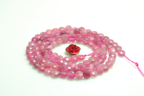 Natural pink tourmaline gemstone micro faceted coin loose beads wholesale jewelry making bracelet necklace diy