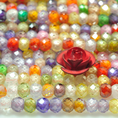 YesBeads Zircon mix gemstone faceted rondelle loose beads wholesale zirconia 2x3mm