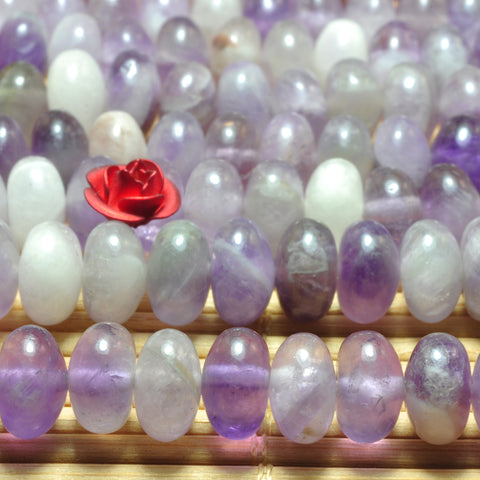 YesBeads natural dog tooth Amethyst smooth rondelle loose beads wholesale gemstone 5x8mm