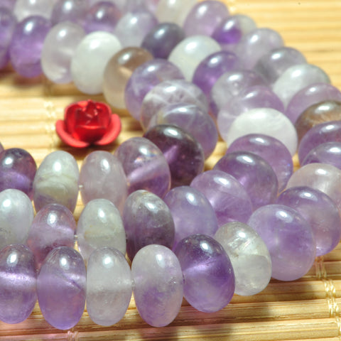 YesBeads natural dog tooth Amethyst smooth rondelle loose beads wholesale gemstone 5x8mm