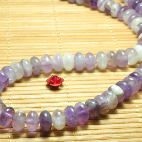 YesBeads natural dog tooth Amethyst smooth rondelle loose beads wholesale gemstone 5x8mm