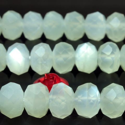 YesBeads natural white Moonstone faceted rondelle loose beads wholesale gemstone 5x8mm