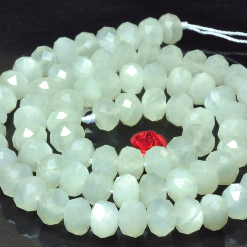 YesBeads natural white Moonstone faceted rondelle loose beads wholesale gemstone 5x8mm