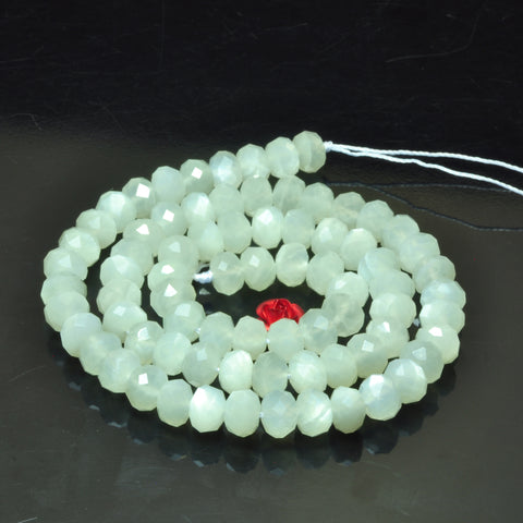 YesBeads natural white Moonstone faceted rondelle loose beads wholesale gemstone 5x8mm