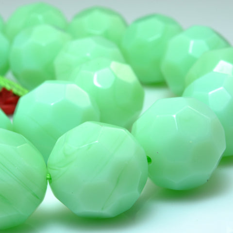 YesBeads Green Ceramic faceted round loose beads wholesale gemstone jewelry 14mm