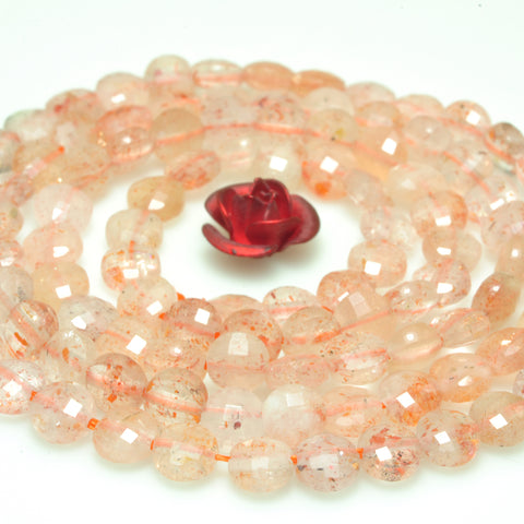YesBeads natural orange Sunstone micro faceted coin loose beads wholesale gemstone jewelry making 4mm 15"