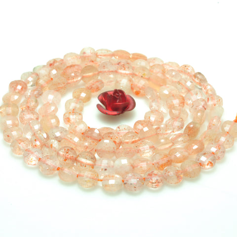 YesBeads natural orange Sunstone micro faceted coin loose beads wholesale gemstone jewelry making 4mm 15"