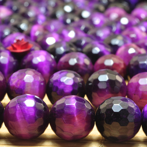 Purple Tiger Eye faceted round loose beads wholesale gemstone jewelry making bracelet necklace diy
