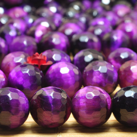 Purple Tiger Eye faceted round loose beads wholesale gemstone jewelry making bracelet necklace diy
