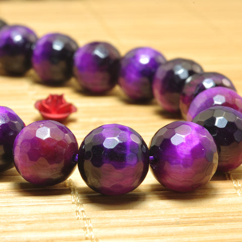 Purple Tiger Eye faceted round loose beads wholesale gemstone jewelry making bracelet necklace diy