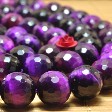 Purple Tiger Eye faceted round loose beads wholesale gemstone jewelry making bracelet necklace diy