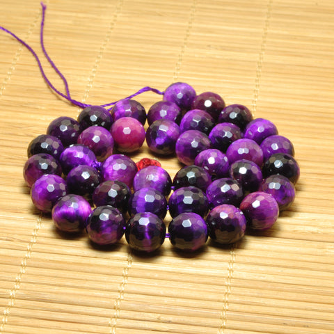 Purple Tiger Eye faceted round loose beads wholesale gemstone jewelry making bracelet necklace diy