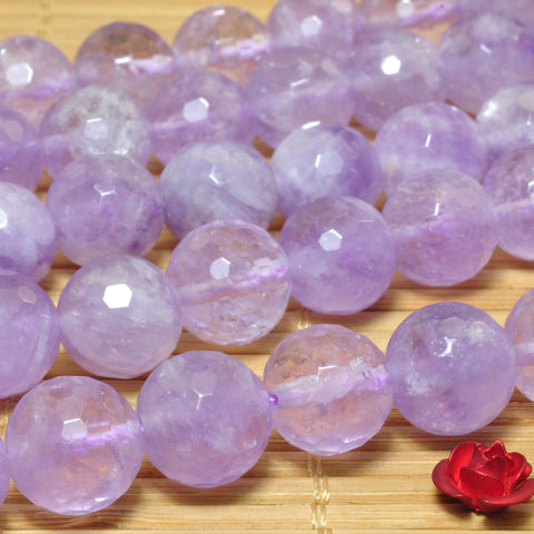YesBeads Natural Purple Jade faceted round beads lavender jade whoelsale gemstone jewerly 6mm-12mm 15"