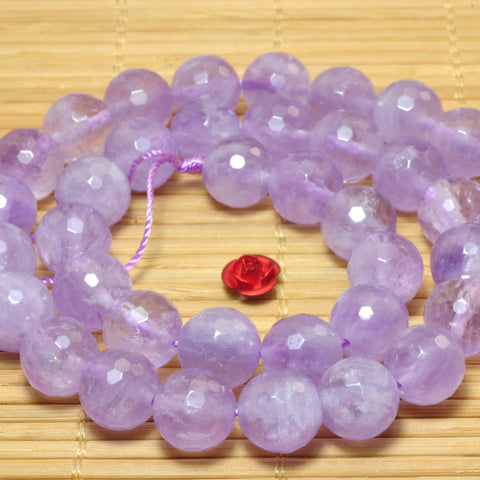 YesBeads Natural Purple Jade faceted round beads lavender jade whoelsale gemstone jewerly 6mm-12mm 15"