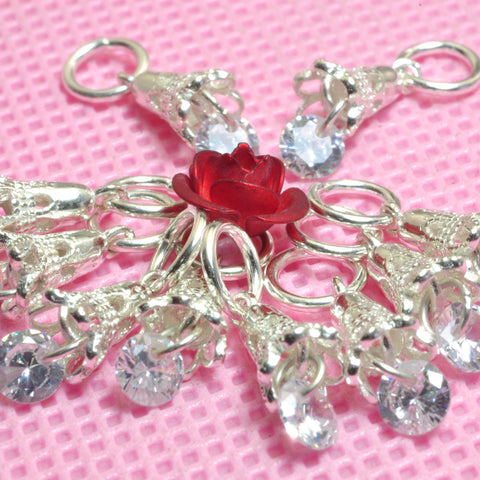 YesBeads 925 sterling silver flower charms with rhinestone bell charm for bracelet earrings jewelry