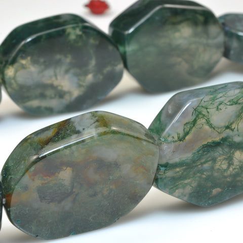 YesBeads Natural Green Moss Agate smooth nugget beads gemstone wholesale jewelry 15"