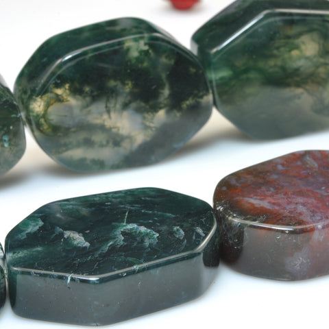 YesBeads Natural Green Moss Agate smooth nugget beads gemstone wholesale jewelry 15"