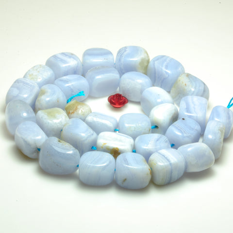 YesBeads Natural Blue Lace Agate smooth candy nugget beads gemstone wholesale 15"