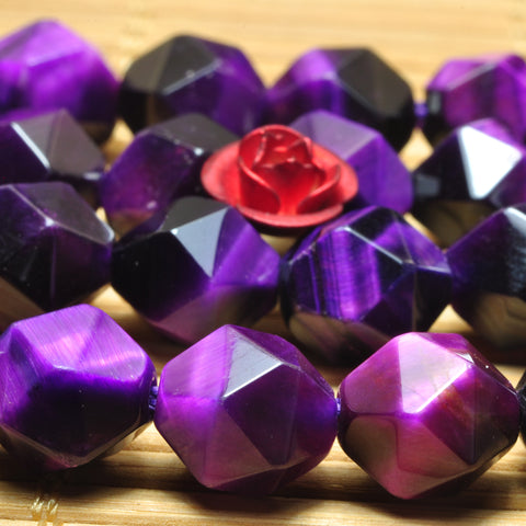 YesBeads purple Tiger Eye faceted star cut nugget loose beads wholesale gemstone jewelry making 15'' full strand