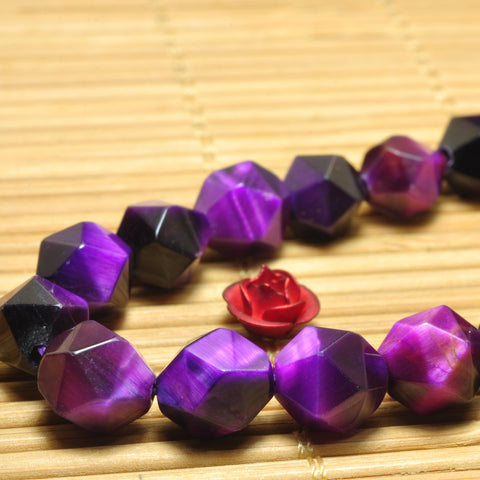 YesBeads purple Tiger Eye faceted star cut nugget loose beads wholesale gemstone jewelry making 15'' full strand
