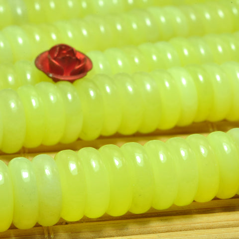 YesBeads Natural Lemon Jade smooth rondelle beads yellow gemstone wholesale 15"