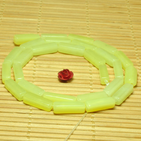 YesBeads Natural Lemon Jade smooth rectangle beads yellow gemstone wholesale 15"