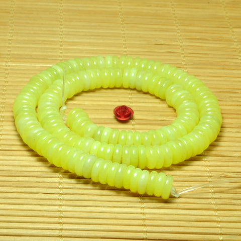 YesBeads Natural Lemon Jade smooth rondelle beads yellow gemstone wholesale 15"