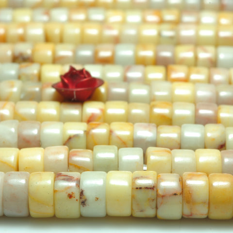 YesBeads Natural Yellow Turquoise smooth heishi wheel rondelle beads 3x6mm 15"