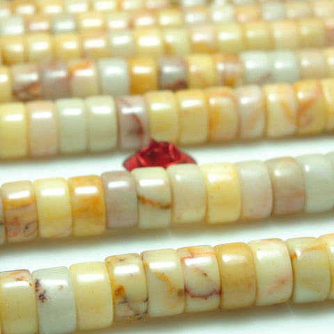 YesBeads Natural Yellow Turquoise smooth heishi wheel rondelle beads 3x6mm 15"
