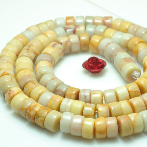 YesBeads Natural Yellow Turquoise smooth heishi wheel rondelle beads 3x6mm 15"