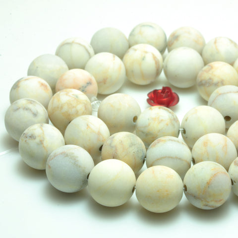 Chinese turquoise cream yellow Turquoise matte round beads wholesale gemstone jewelry making bracelet necklace diy