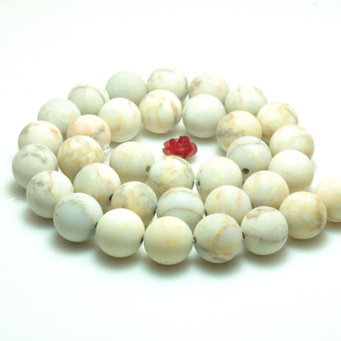 Chinese turquoise cream yellow Turquoise matte round beads wholesale gemstone jewelry making bracelet necklace diy