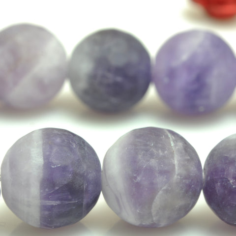 YesBeads natural dog tooth Amethyst faceted matte round loose beads wholesale gemstone 15"