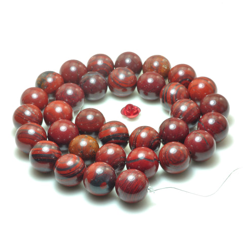 YesBeads Natural Red Jasper smooth round loose beads gemstone wholesale jewelry making 15"