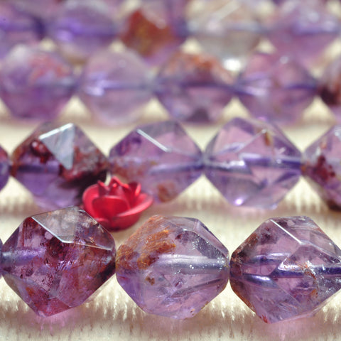 Natural Super 7 cacoxenite amethyst star cut faceted nugget beads wholesale super seven crystal gemstone