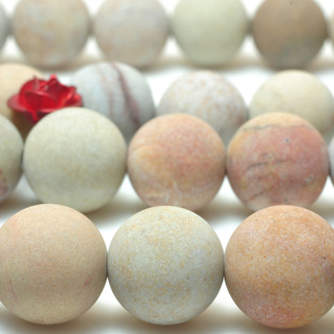 YesBeads Natural Rainbow Jasper matte round beads gemstone wholesale jewelry 15"