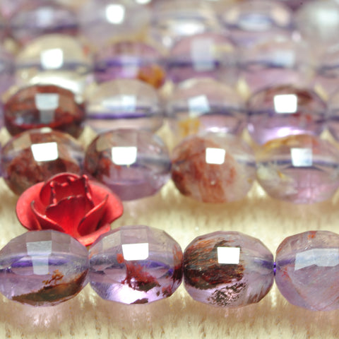 YesBeads Natural Super 7 Seven Crystal micro faceted coin beads cacoxenite amethyst gemstone wholesale jewelry 15"